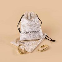 Pochette en velours diamanté personnalisée avec logo imprimé, écologique, petite pochette cadeau de luxe en velours pour l'emballage de bijoux