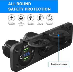 <span class=keywords><strong>Presa</strong></span> accendisigari per barca marina <span class=keywords><strong>12</strong></span> V 3 in 1 impermeabile per auto Dual QC3.0 pannello di uscita USB <span class=keywords><strong>12</strong></span> <span class=keywords><strong>Volt</strong></span> <span class=keywords><strong>presa</strong></span> di alimentazione per camper Display a LED - Product Image 2
