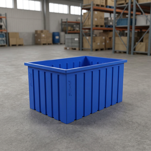Blue Plastic <b>Storage</b> <b>Crate</b> Rectangular Stackable Solid Box Logistic Bin Farm Supply Container - Product Image 5