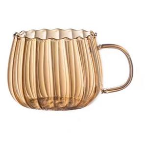 Tazza da <span class=keywords><strong>caffè</strong></span> in vetro a forma di zucca con manico in vetro a strisce tazza da <span class=keywords><strong>caffè</strong></span> ambra - Product Image 6