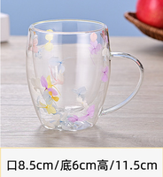 Meilleures ventes Tasse en verre à double paroi isolée en borosilicate écologique de luxe pour boire du café Décoration de fleurs séchées de cuisine