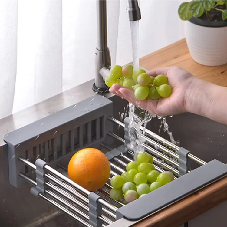 Customized Kitchen Sink Stainless Steel Dish Drying Rack Expandable Sink Dish Drainer