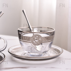 Juego de Tazas y Platos de Cristal de Alta Calidad al por Mayor, Juego de Tazas y Platos para Té de la Tarde, Boda, Café, Juego de 6 Piezas - Product Image 3