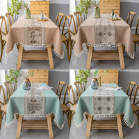 Nappe de style campagne en coton lin tapis de drapeau de table rectangulaire nappe écologique pour salle à manger hôtel vente en gros
