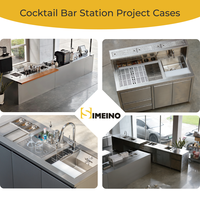 Meja Kerja Bartender Stainless Steel Multifungsi dengan Wastafel dan Freezer, Peralatan Bar Premium Simeino XMN Bar-4700