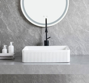Lavabo in <span class=keywords><strong>Ceramica</strong></span> Artistica per Hotel, Disponibile per Ordini all'Ingrosso, <span class=keywords><strong>Lavandino</strong></span> Ovale Moderno e Minimalista con Design a Strisce - Product Image 6