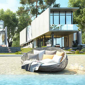 <span class=keywords><strong>Divano</strong></span> letto da esterno doppio <span class=keywords><strong>divano</strong></span> letto rotondo in rattan PE <span class=keywords><strong>piscina</strong></span> da giardino lettino da sole - Product Image 2