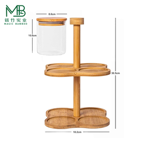 Moderno Porta Spezie Girevole in Bambù a Doppia Regolazione, Design Multifunzione con 8 Barattoli in Vetro da 12 oz con Coperchio Ermetico - Product Image 3
