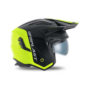 SHERATAN JET CROSS XL casco Motocross con visiera giallo fluorescente guscio in fibra di vetro nero costruzione per la guida di motocicli - Product Image 6