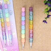 Crayon mécanique 2 pièces/paquet, en plastique, ours mignon, sans affûtage, écologique, stylo d'écriture pour étudiants, empilable, fournitures scolaires et de bureau