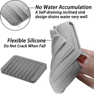 Plateau à savon en silicone, best-seller, matériau souple et flexible, séchage rapide, anti-dérapant, idéal pour l'évier de la salle de bain ou la douche - Product Image 2
