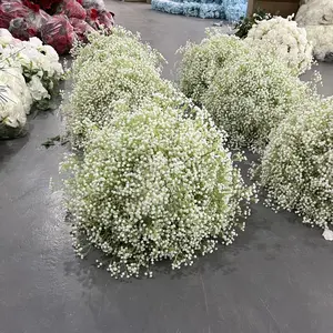 Bola bunga buatan bayi putih grosir bunga Centerpiece besar bola bunga pernikahan penuh