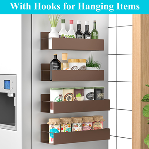 4 Pack Moveable Fridge Magnetic <b>Spice</b> Storage Rack Organizer Holder New Style Carbon Steel <b>Spice</b> Rack for Kitchen Refrigerator - Product Image 5