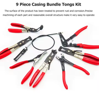 Kit d'outils de réparation de moteur automobile 9 pièces en acier au carbone SAE 1045, avec pinces à colliers de serrage flexibles et outils de démontage pour l'entretien
