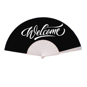 Abanico de mano de plástico de 23cm con panel de tela personalizado-Impresión de logotipo personalizado para regalos promocionales y eventos Clacking Fan - Product Image 1