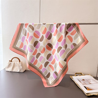 Écharpe carrée légère et fine d'été pour femme, bandana de plage, motif géométrique à carreaux, en polyester et soie, châle de cou tendance