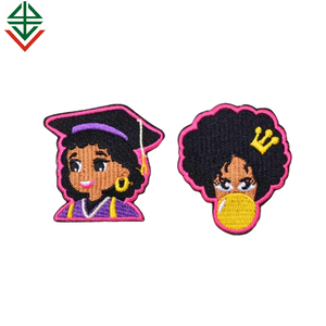 Sevimli özel nakış dikmek hiçbir <span class=keywords><strong>Minimum</strong></span> komik siyah kız şapka için nakış yamalar üzerinde demir - Product Image 2