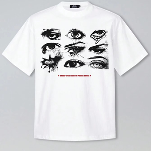 T-shirt blanc avec imprimé œil-rétro sur le dos, unisexe, personnalisable. F10 - Product Image 1