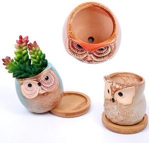 Mini tamaño lindo búho <span class=keywords><strong>Bonsai</strong></span> ollas a casa y Decoración Oficina escritorio cerámica pote de flor - Product Image 6