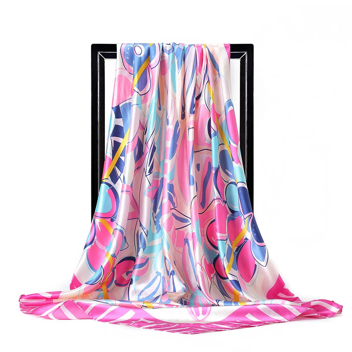 Новый осенне-зимний шарф из чистого шелка с принтом для женщин 90*90 см