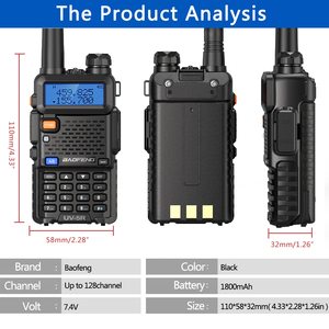 Walkie Talkie Baofeng UV 5R de 5W, <span class=keywords><strong>Radio</strong></span> CB Portátil de Doble Banda VHF UHF FM, Transceptor de <span class=keywords><strong>Radio</strong></span> Bidireccional UV82 <span class=keywords><strong>UV9R</strong></span> Plus - Product Image 5