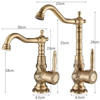 Robinets de lavabo Robinet en laiton antique Robinet de sculpture de bassin Rotation Mitigeur Robinets mitigeurs Robinet d'évier de salle de bains
