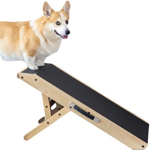 Rampa per Animali Domestici JIUZE in Legno Massiccio di Lusso, Pieghevole e Portatile, Gradino Regolabile per Cani da Esterno con Tappetino Antiscivolo, Sostenibile - Product Image 5