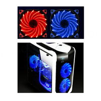 Ventilador de PC de 12 cm con Marco de Plástico, Refrigerador de Ordenador Luminoso Multicolor, DC 12V 3/4 pines, 120 mm, 15 Luces LED, Rodamiento Fluido, 21dBA