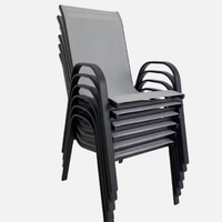 JSL BSCI certifié usine Vente à chaud Pas cher Patio extérieur Cadre en acier Chaise de bistro textoline Chaise de jardin empilable en maille