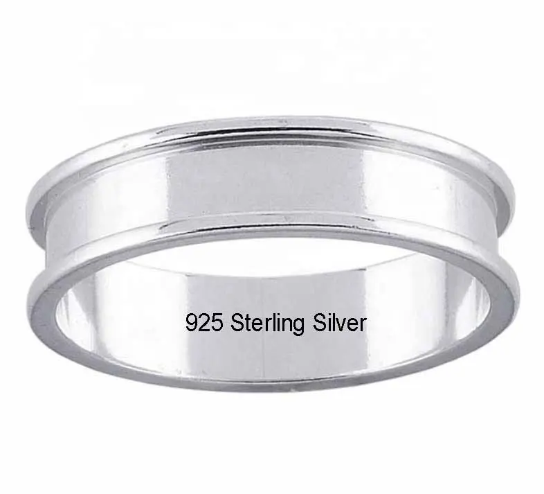 Tùy Chỉnh 925 Sterling Silver Channel Ring Blanks Đối Với Inlay