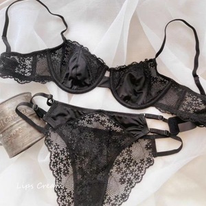 Wholesale Sexy Ultra <b>Thin</b> Satin Lace <b>Bra</b> Brief Sets Woman Underwear Panty and <b>Bra</b> Set - Product Image 6