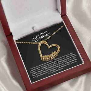 Collar con Colgante de Corazón de Cobre para Mi Esposa, con Tarjeta de Texto Personalizado y Cuentas Grabadas, Regalo Romántico Clásico Personalizado para Esposo - Product Image 4