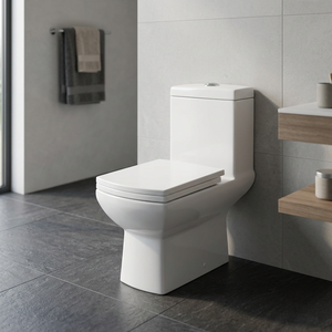 WC monobloc Ripon Square Model en céramique à siphon avec abattant à fermeture douce, siphon en P et double chasse pour projets de salles de bain de luxe - Product Image 2