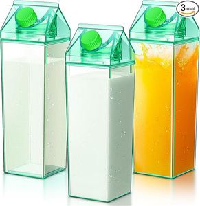 Bouteille carrée en plastique rose transparente pour lait et eau, à boire directement, anti-fuite, unisexe, capacités de 500 à 1900 ml – Meilleures ventes - Product Image 2