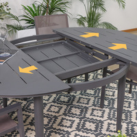 Table de salle à manger ronde extensible en aluminium et chaises fabricant d'ensemble de salle à manger de coin de jardin bistro