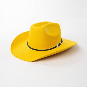 Sombrero <span class=keywords><strong>de</strong></span> vaquera con corona abierta <span class=keywords><strong>de</strong></span> lana australiana pura 100% al por mayor, colores caramelo, ala ancha, estilo occidental para hombres y mujeres, para viajes al aire libre - Product Image 3