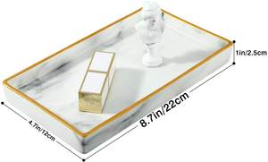 Bandeja de mármol pulido hecha a mano, tamaño personalizado, decoración del hogar, canicas con bordes dorados - Product Image 5