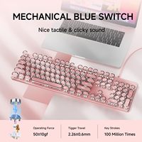 EWEADN TK100 Keyboard Mekanik Berkabel 104 Tombol Putih Backlit Anti-Ghosting Antarmuka USB-A Estetika Mesin Ketik yang Lucu