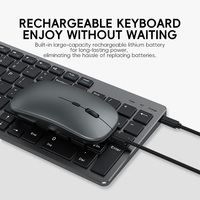 Mini clavier à commutateurs à ciseaux, double mode BT 2.4G, ensemble clavier et souris de bureau, touches multimédias, clavier sans fil rechargeable
