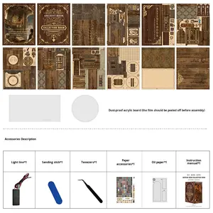 Op maat gemaakte lasergegraveerde houten boekensteunen DIY miniatuurhuismodel antieke boeken 3D stereo speelgoed promotionele geschenken - Product Image 4