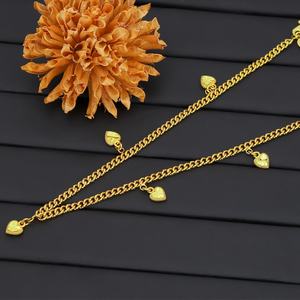 สร้อยข้อเท้าสองชั้นชุบทองคำ JXX ประดับจี้รูปหัวใจสีพีช สำหรับผู้หญิง - Product Image 5