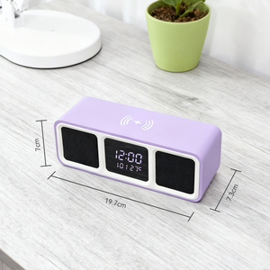 Enceinte Bluetooth intelligente en bois numérique pour décoration intérieure, avec <span class=keywords><strong>radio</strong></span> FM, veilleuse LED et <span class=keywords><strong>réveil</strong></span>, pour table <span class=keywords><strong>de</strong></span> <span class=keywords><strong>chevet</strong></span> ou bureau - Product Image 2