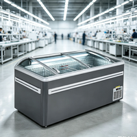 Congélateur îlot combiné à température unique de 530 litres, dégivrage automatique à gaz chaud, contrôle numérique, réfrigération commerciale