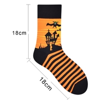 Vente en gros de chaussettes d'Halloween pour femmes Chaussettes punk noires et orange en coton drôle