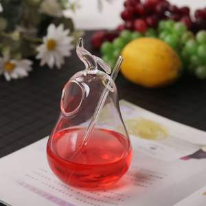 Taza de cristal de fruta de manzana de pera bonita, taza de paja de té de leche resistente al calor, taza de jugo de cola - Product Image 3