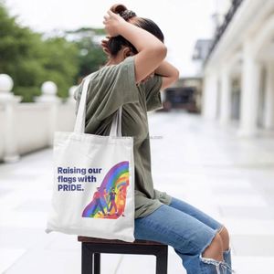 DLBZ Vente en gros de sacs fourre-tout en toile de coton bio de haute qualité, écologiques, unis, à grande capacité, personnalisés, arc-en-ciel, LGBTQ - Product Image 6