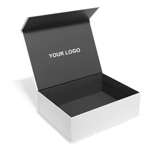 Großhandel luxuriöse starre kundenspezifische faltbare Verpackung Kartonboxen großer Magnetdeckel weiß schwarz Flip faltbare magnetische Geschenkbox