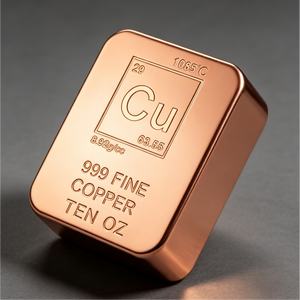 10 OZ Rounded Cuboid .999 Fine Copper Block Cu Symbol Solid Copper <b>Raw</b> Ingot - Product Image 1