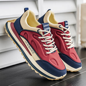 Chaussures décontractées tendance pour homme, style papa, en maille et dentelle, à enfiler, semelle souple, motif floral, pour toutes les saisons (printemps, automne) - Product Image 1