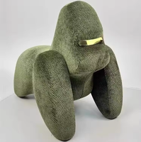 Fauteuil de salon moderne à roulettes en forme de gorille, fauteuil d'appoint sculptural, mobilier rembourré en tissu et métal pour appartement et salon